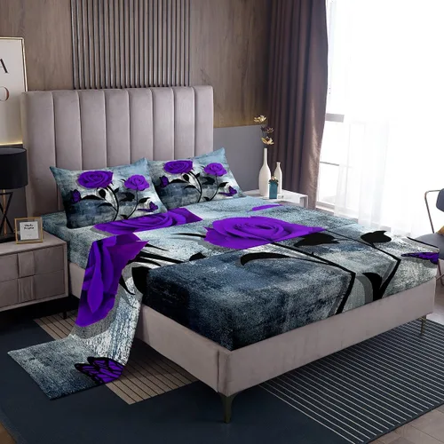 Vista 9 de Erosebridal Juego de sábanas turquesa tamaño individual para niñas y mujeres, juego de sábanas color verde azulado y gris degradado para adultos