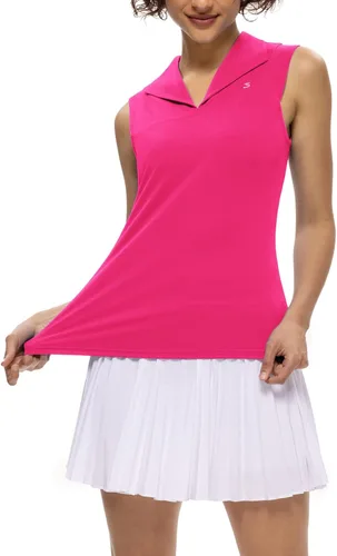 Vista 3 de JACK SMITH Camisetas de tenis de golf sin mangas para mujer, cuello en V, cuello de solapa, deportivas, sin mangas
