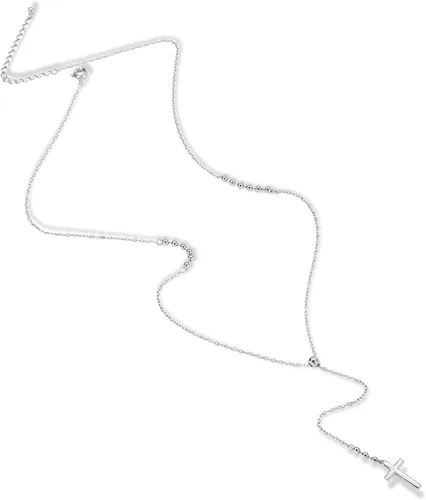 Vista 2 de Delicado collar de plata de ley con cruz en forma de Y, collar de gota minimalista para mujer, regalo para ella