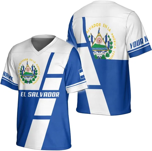 Vista 19 de Camiseta de fútbol de El Salvador personalizada de El Salvador Jersey de fútbol de El Salvador para hombres, camisas de El Salvador 3D