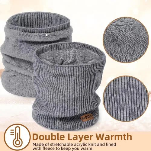 Vista 3 de Polainas de cuello de invierno para hombre, paquete de 3, calentador de cuello para mujer, térmica, gruesa, cálida, forro polar, clima frío, bufanda