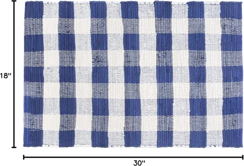 Vista 3 de GLAMBURG Alfombra de cuadros de búfalo de algodón lavable, tapete de bienvenida a cuadros tejida a mano 18x30 para cocina, baño, porche, lavandería