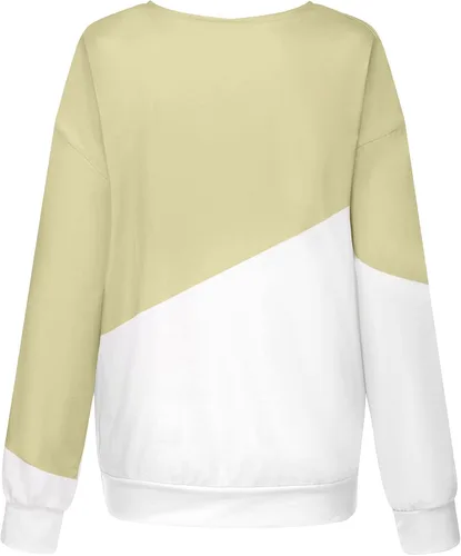 Vista 2 de Sudaderas de otoño para mujer, casuales, ligeras, holgadas, de manga larga, a rayas, cuello redondo