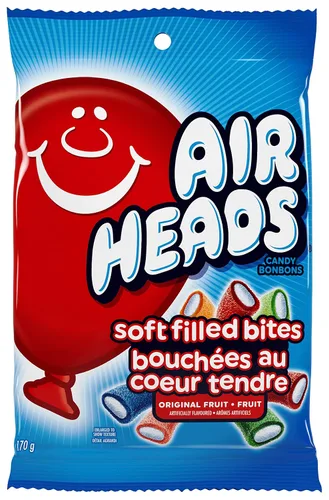 Vista 3 de Airheads Soft Filled Bites - Caramelo masticable con sabor a fruta, sabores surtidos, 6.00 oz