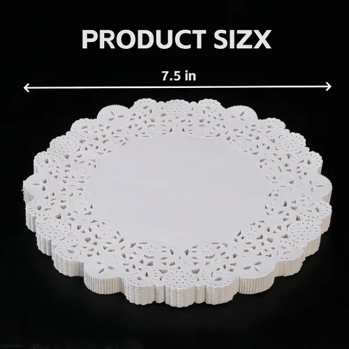 Vista 3 de LJY 120 piezas de papel redondo de encaje blanco para decoración de tartas de boda, vajilla (7.5 pulgadas)
