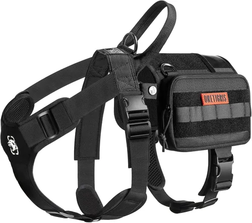 Vista 14 de OneTigris Arnés de Chaleco para Perro de Servicio, Capa para Perro de Servicio Arnés de Mochila para Perro Guardián con Bolsillos Bolsa de Sillín