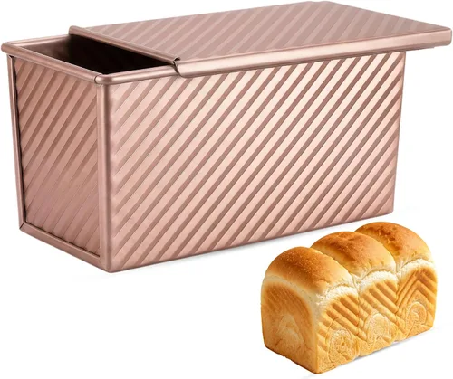 Vista 10 de Pullman - Molde para pan con tapa, acero aluminizado, 13 x 5 pulgadas Dorado