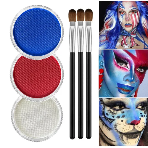 Vista 20 de Kit de pintura facial blanca y negra para Halloween con base de aceite, kit Negro-blanco