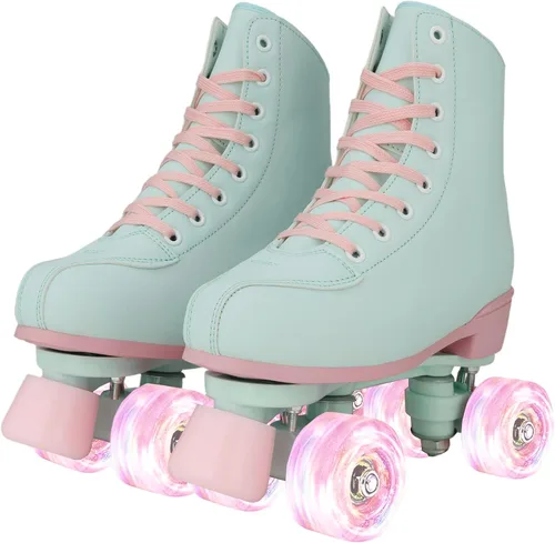 Vista 8 de Patines unisex de doble fila, cuatro ruedas, patines altos, patrón de rayos, para principiantes, mujeres, hombres, niños y niñas