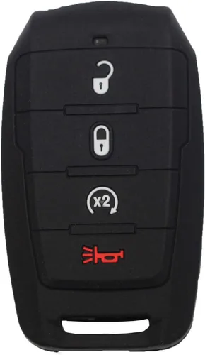 Vista 3 de 2 fundas protectoras de goma de silicona con 4 botones para llavero inteligente compatible con Dodge Ram 1500 2019 2020 2021 2022 negro azul