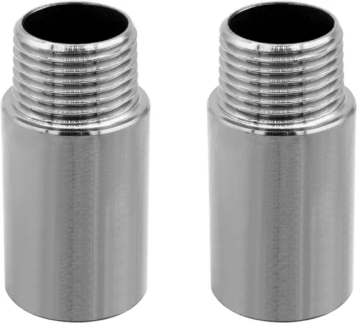 Vista 10 de Accesorio de tubo de acero inoxidable 1/2" NPT macho x 1/2" NPT hembra rosca boquilla tubo fundido de 2" (50mm) de longitud 2 piezas