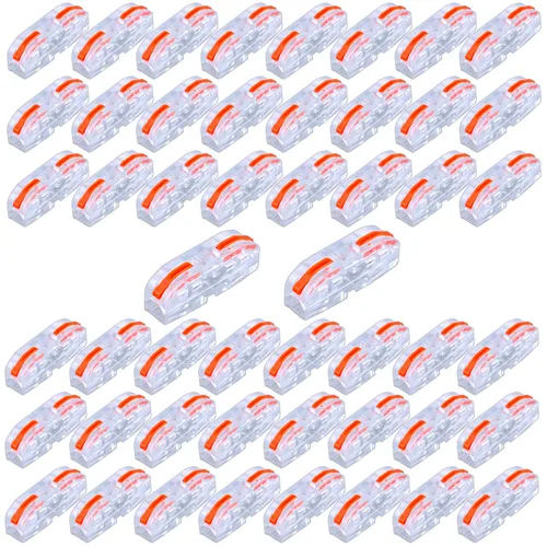 Vista 11 de Conectores de cable de empalme compacto de 1 conductor, Conectores de palanca para cableado 28-12 AWG (20 piezas naranja)