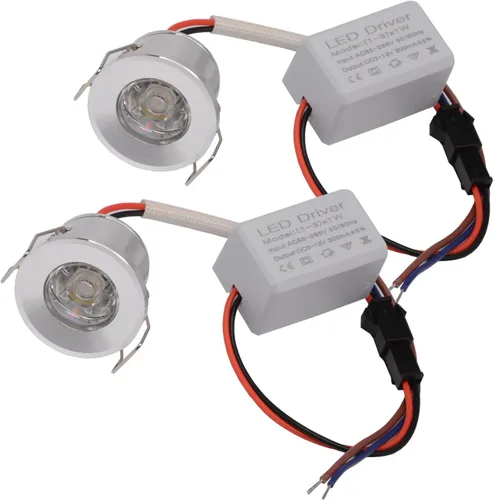 Vista 7 de 2 paquetes de mini focos de 3 W, AC 110V 220V, luces empotradas para techo, para exhibición en vitrina y debajo del gabinete, luz blanco cálido 3000