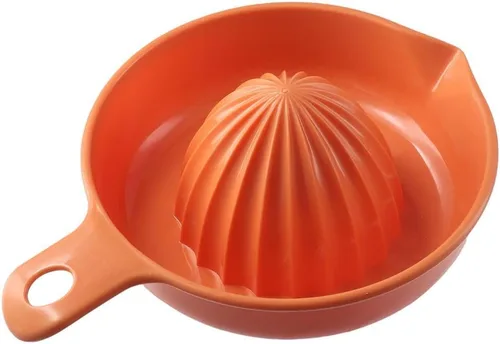 Vista 7 de Exprimidor manual de limón, 2 piezas de exprimidor de naranja cítrico con vaso de plástico, prensa de frutas fácil de usar para bar y hogar