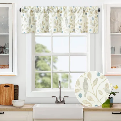 Vista 32 de VOGOL Cortinas de cenefa de jacquard dorado con diseño de flores de lujo para dormitorio, sala de estar, comedor, 52 x 14 pulgadas, 1 panel, negro