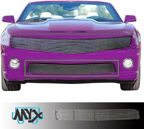 Vista 3 de Se adapta a 2010-2013 Chevy Camaro SS V8 parachoques delantero inferior aluminio cromo Billet rejilla inserción 2011 2012