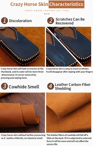 Vista 6 de ontto Funda de cuero con 3 botones para llavero de protección completa para Kia Ceed Cerato Optima, Azul