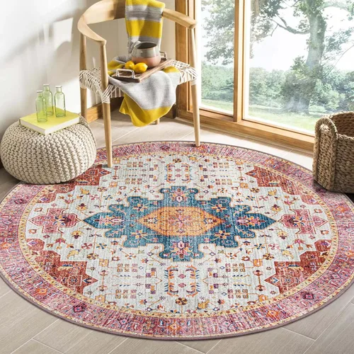 Vista 74 de Moynesa Alfombra ultra fina lavable de 2 x 3 pies, alfombra pequeña de cocina para entrada, interior, antideslizante, tapete vintage para puerta