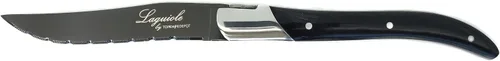 Vista 3 de TopKnife Laguiole - Juego de cuchillos para carne, titanio gris, mango de resina negra, juego de 2