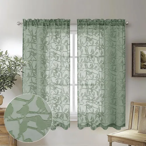 Vista 73 de OVZME Anji Clip Voile Sheer Tiers RD 2X30X36 Negro