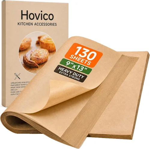 Vista 8 de Paquete de 130 hojas de papel pergamino precortadas Papel de hornear marrón sin blanquear de 12 x 12 pulgadas Forros antiadherentes resistentes