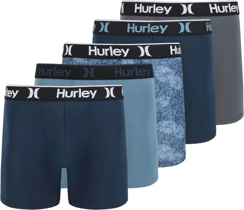 Vista 30 de Hurley calzoncillos tipo bóxer elásticos para hombre, paquete de 5 Combo de helecho de carbón