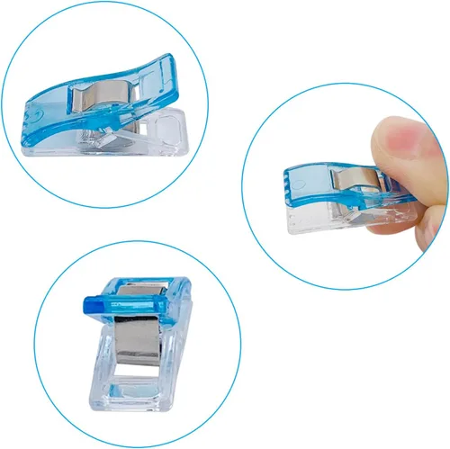 Vista 7 de Paquete de 45 clips de costura multiusos para acolchar y manualidades, suministros de costura para encuadernar. Colores surtidos y 1 cinta métrica