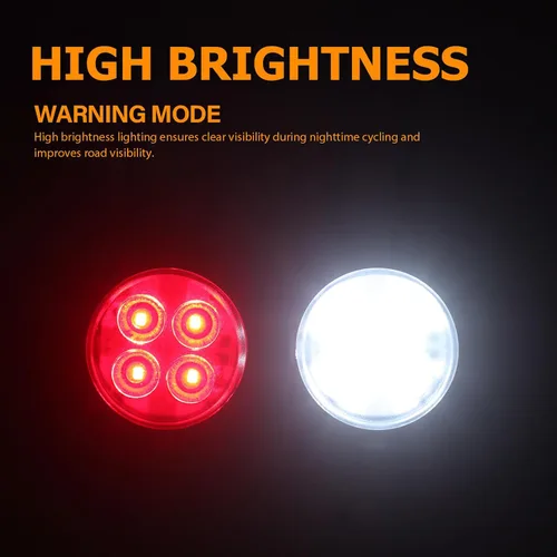Vista 3 de Operitacx Rechargeable Bicycle Headlight and Tail Light Set with Red and White LEDs USB Charging Waterproof Safety Warning Reflectors for Night