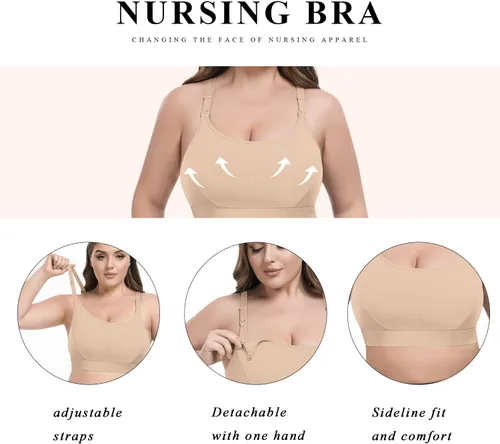 Vista 5 de Bralette de maternidad y lactancia para mujer, 3 unidades (S-4XL) - Bralette cómodo ajustable