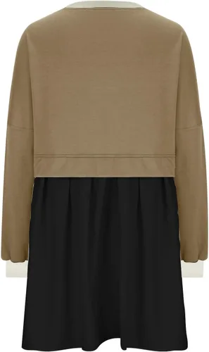 Vista 6 de Sudadera de gran tamaño para mujer, cuello redondo, minivestido de manga larga, sin botones, ajuste relajado, sudaderas de moda