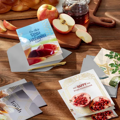 Vista 2 de Hallmark Tree of Life Rosh Hashanah - Surtido de tarjetas, Shana Tova (16 tarjetas con sobres)