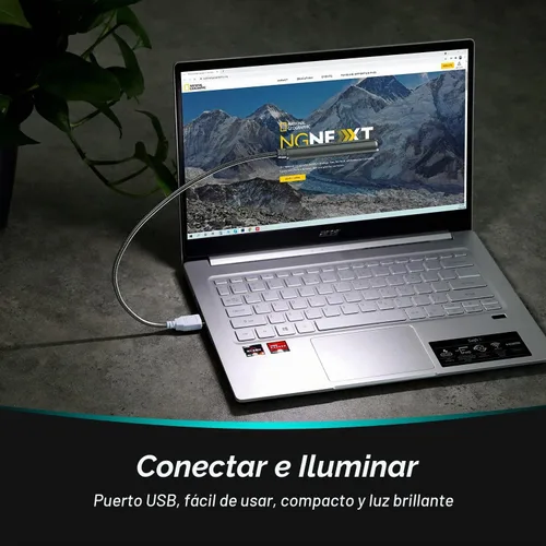 Vista 3 de Luz LED USB Daffodil ULT05 – 8 lámpara LED de lectura super luminosa – No Necesita baterías – Compatible con PC & Mac (Negro)