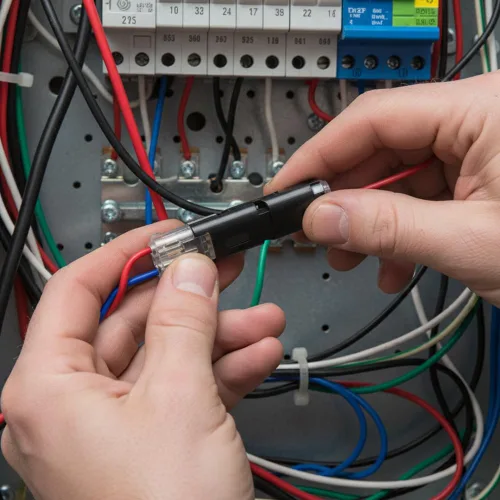 Vista 4 de Conector de doble cable con hebilla de bloqueo, cable de bloqueo ignífugo, conectores rápidos para iluminación LED, adecuado para reparaciones