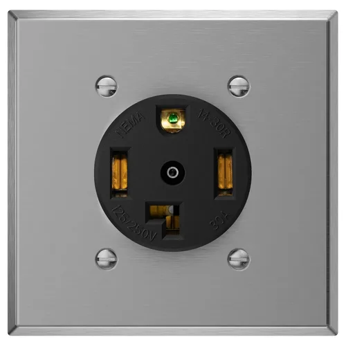 Vista 10 de AIDA Receptáculo para secadora de 30 amperios, 3 polos, 4 cables, 125/250 voltios, 14-30R, montaje empotrado, resistente, listado UL, paquete de 1