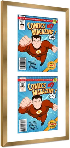 Vista 80 de Poster Palooza Marco de cómic con paspartú para 1 cómic de la Edad de Bronce publicado entre 1970 y 1985, marco de cómic negro para cómic de 7.25 x