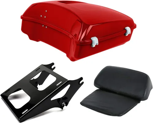 Vista 43 de Respaldo de Maletero de Equipaje King Tour Negro Brillante con Placa de Rack de Montaje Compatible con Harley Modelos Touring 2014-2025 Road Glide
