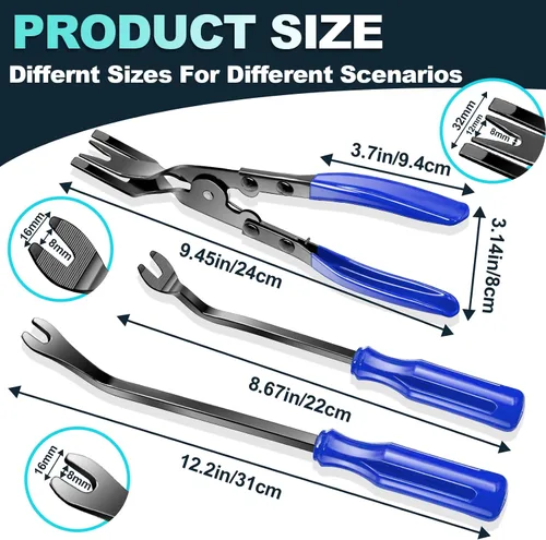 Vista 2 de Keze 7 Piezas Herramienta de Palanca de Extracción de Molduras de Plástico Automotrices y Kit de Alicates Extractores de Clips para Extracción