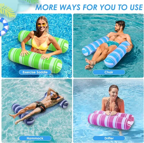 Vista 4 de Pool Float Adults 4-in-1 Water Hammock Float,Saddle, Drifter,Lounger Inflatable Pool Floats for Swimming Pool, Beach, Hammock Pool Float