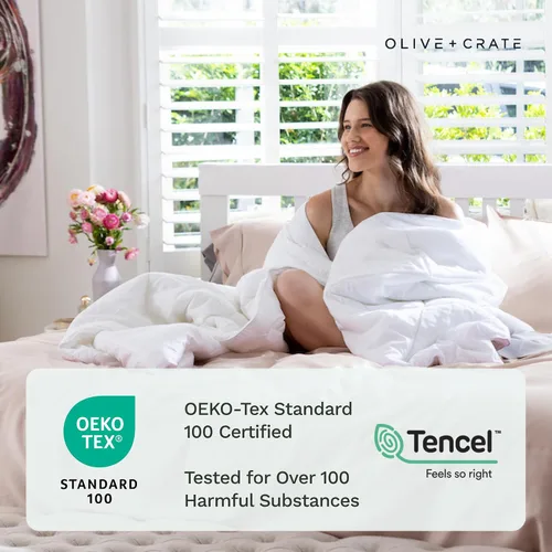Vista 3 de Olive + Crate Tencel Lyocell - Juego de sábanas tamaño individual de eucalipto, juego de sábanas extralargas, sábanas de Tencel refrescantes