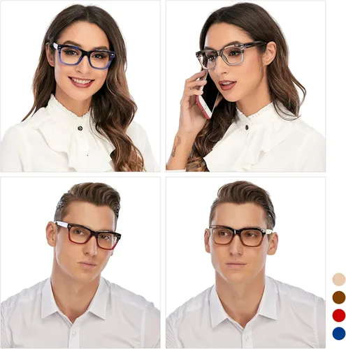 Vista 2 de AQWANO Oversized Design Reading Glasses Women/Men, Computer Blue Light Blocking Square Readers