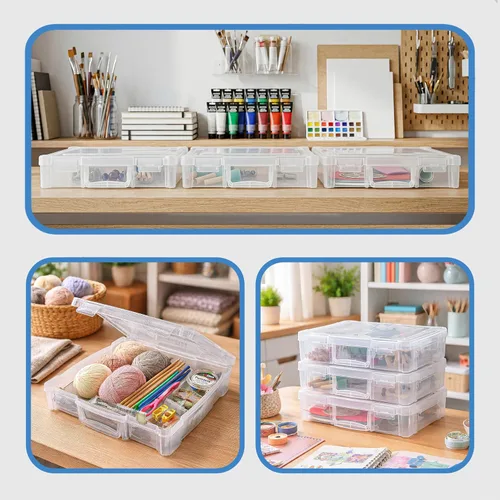 Vista 10 de ArtBin 6913ZZ Organizador portátil de arte y manualidades de 12 x 12 pulgadas con asa, paquete de 3, [3] cajas de almacenamiento de plástico