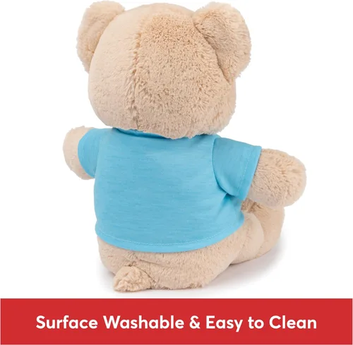 Vista 7 de GUND "Be Brave" Oso de Mensaje Sostenible con Camiseta Azul, Oso de Peluche Hecho de Materiales 100% Reciclados para Edades de 1 Año en Adelante
