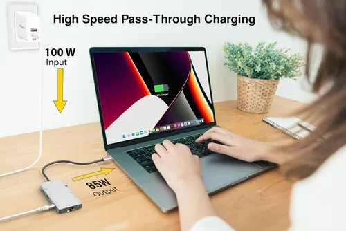 Vista 6 de Estación de acoplamiento USB C Hub 8 en 1 con HDMI 4K, 1 Gbit Ethernet, 3 puertos USB A 3.0, 1 USB-C PD/Data, SD/Micro SD para trabajo y viajes