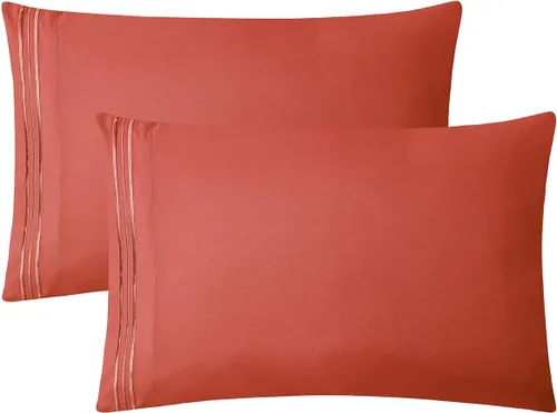 Vista 18 de Clara Clark Fundas de almohada de tamaño estándar – Funda de almohada ultra suave, fundas de almohada de microfibra ligera tamaño Queen – Juego de 2