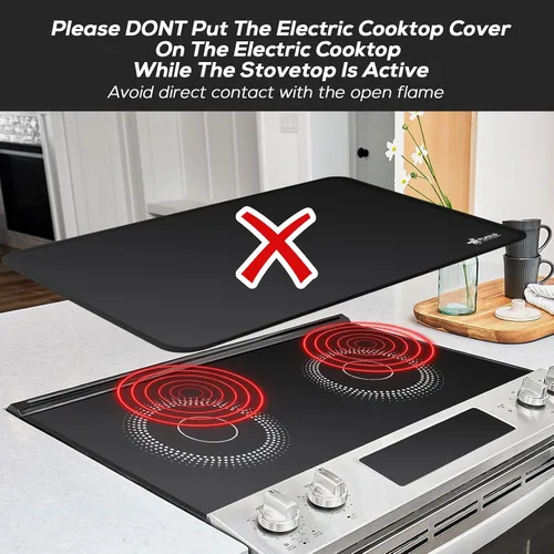 Vista 3 de FLASLD Cubiertas superiores de estufa ignífugas e impermeables, cubierta de estufa eléctrica de vidrio de 21 x 29.5 pulgadas, protector de placa