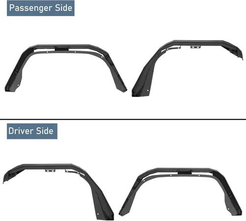 Vista 8 de Hooke Road Gladiator JT - Guardabarros planos, guardabarros delanteros y traseros resistentes con luces LED intermitentes para camionetas Jeep