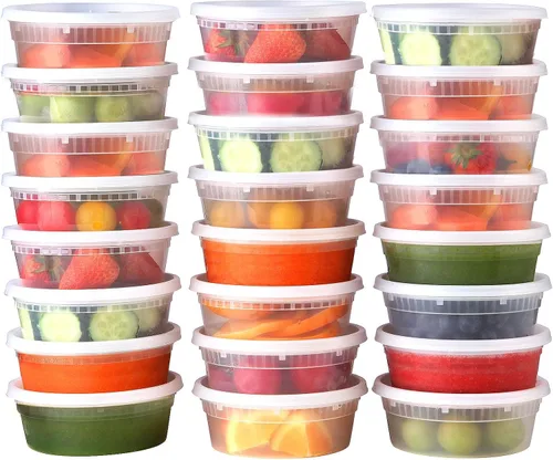 Vista 10 de vivigu Recipientes de delicatessen con tapas 48 juegos [8, 16, 32 oz 16 cada uno] - Recipientes de almacenamiento de alimentos con tapas aptos