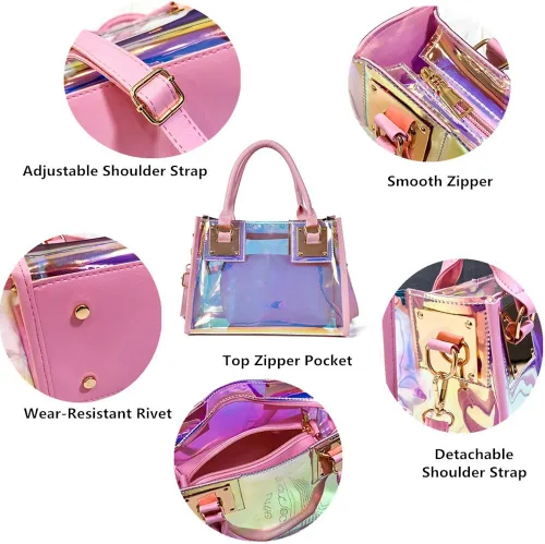 Vista 2 de AlwaySky Bolso bandolera transparente para mujer, bolso de mano de moda de diseñador 2 en 1