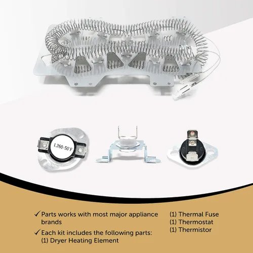 Vista 3 de Kit de elementos calefactores para secadora Samsung - Reemplazo de fusible térmico y termostato