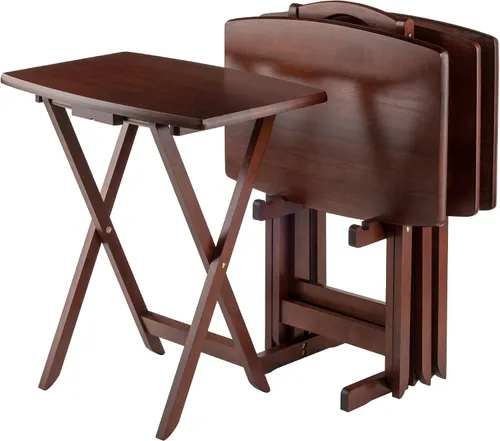 Vista 9 de Winsome Dylan Juego de Mesa de Aperitivos con Soporte, para Sala de Estar, 26", Espresso, Juego de 4 Mesas